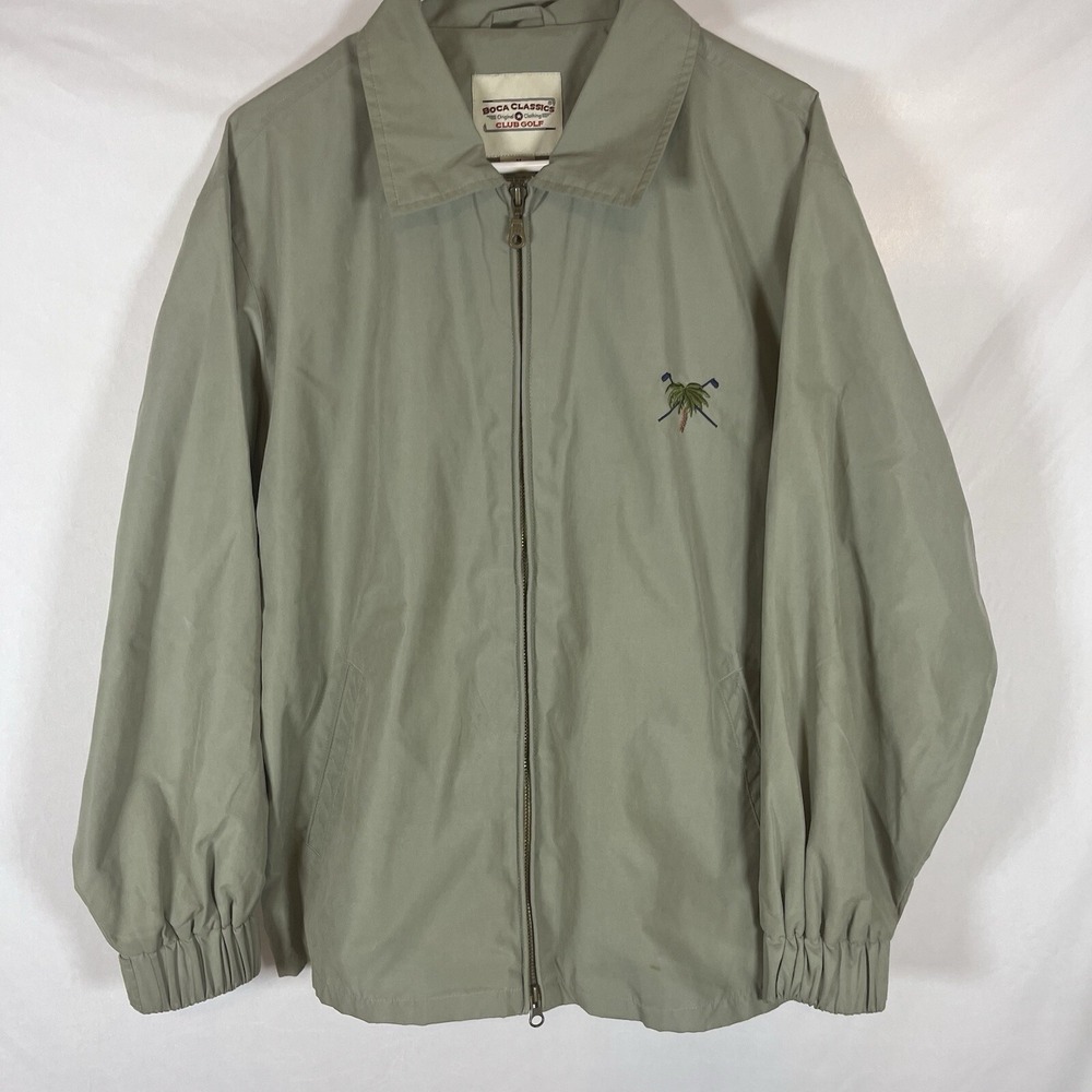 Men's Boca Classics Golf Jacket, Size M, Beige Tan Performance Palm Tree